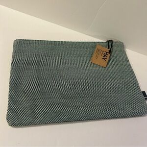 HAY NEW teal colored wool zipper pouch, travel, gift, organizing